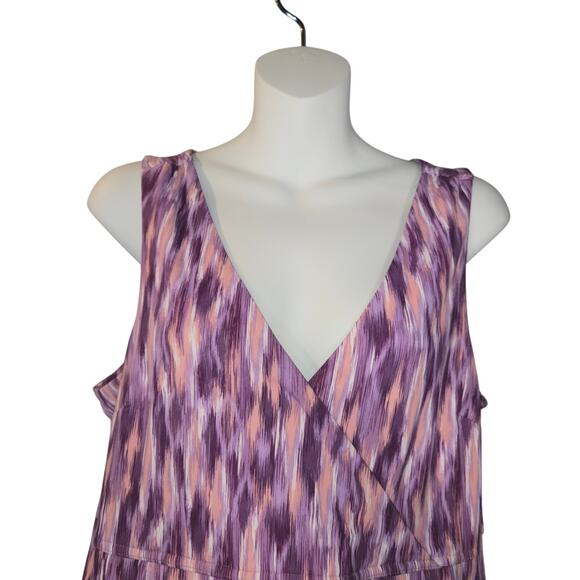 Eddie Bauer Womens Medium Tank Dress Sleeveless Abstract Pink Purple Stretch - Picture 3 of 13